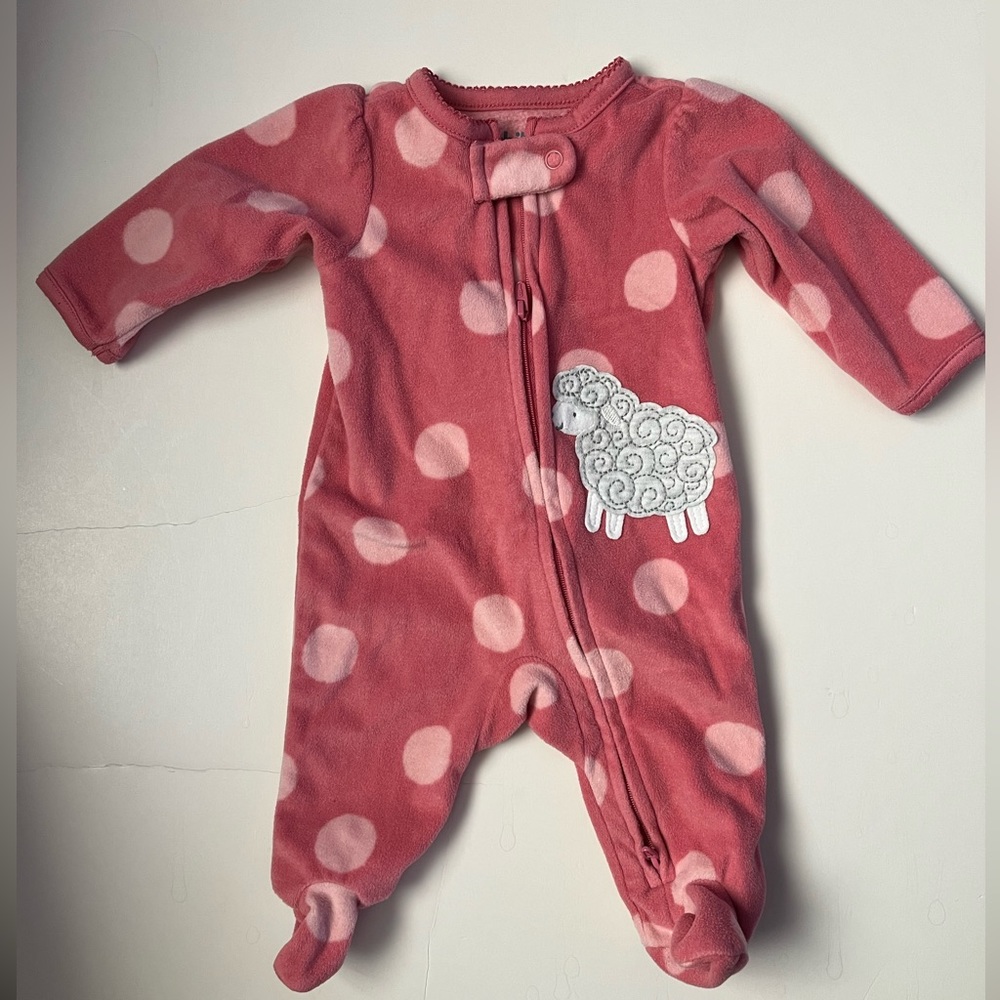 Carter’s sheep newborn 2 way zip fleece footies